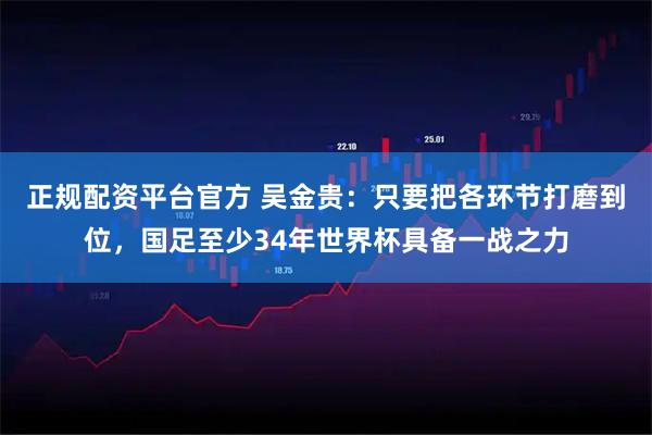 正规配资平台官方 吴金贵：只要把各环节打磨到位，国足至少34年世界杯具备一战之力